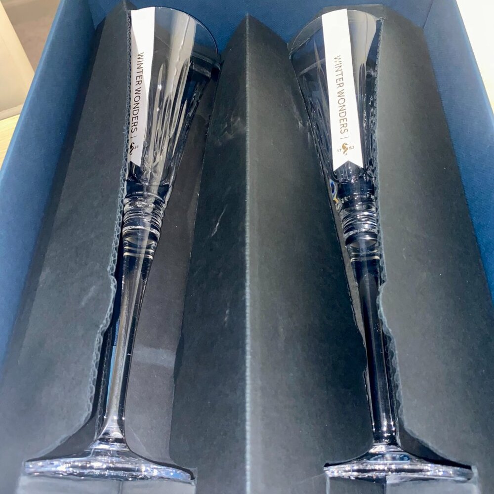 Waterford Crystal Winter Wonders: NEW Pair Midnight Frost Toasting Flutes, 11" - Picture 13 of 16